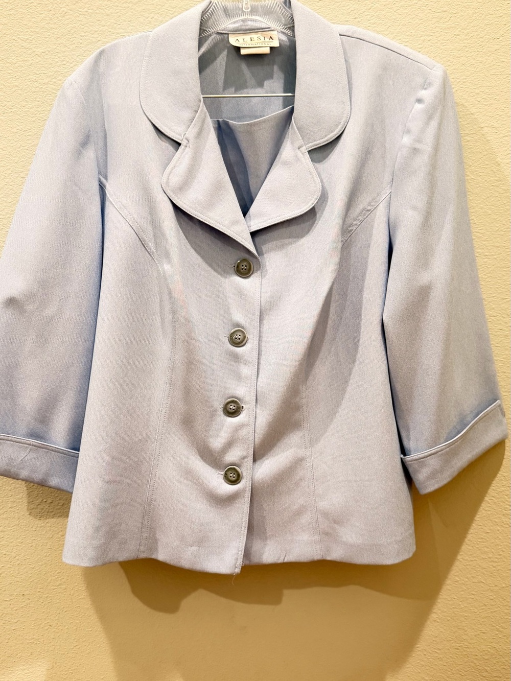 Alesia Woman’s Size 18 Sky Blue 3/4 sleeve knee length suit- Jacket/Skirt